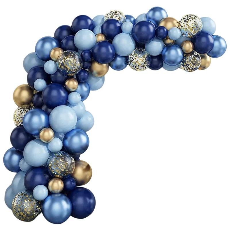 Blau Metallic Luftballongirlande Set Goldener Luftballonbogen Geburtstagsparty Dekoration Hochzeit Geburtstag Taufe