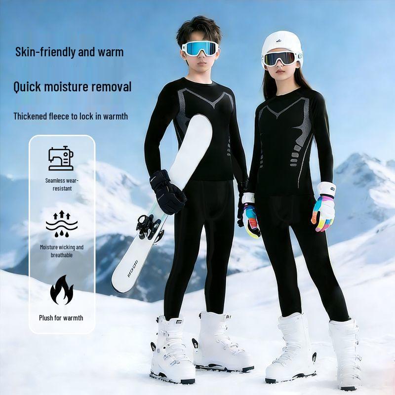 Herren Skianzug mit Fleecefutter: Schnelltrocknendes Thermounterwäsche-Set für Herbst/Winter, Outdoor-Fitness & Bergsteigen.