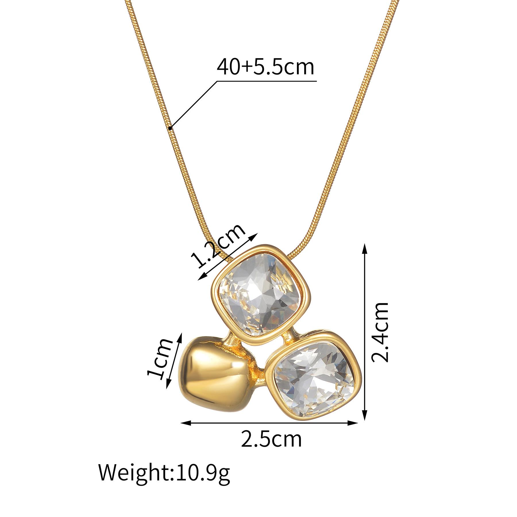

Atoztide Simple Zirconia Necklace Earring Jewelry Set for Women Stainless Steel Gold Color Square Stone Pendant Set Daily Gift