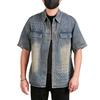 Summer Retro Denim Shirt Men's Short-sleeved Loose Top Embroidered Casual Shirt