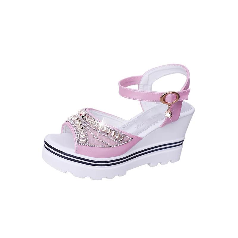Women Summer Sandals 2024 New Style Metal Decoration Korean Version of The Muffin Platform Casual Student Beach Shoes for Women