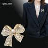 Women's Luxury Lapel Pin: Bowknot Rhinestone Brooch for Clothes