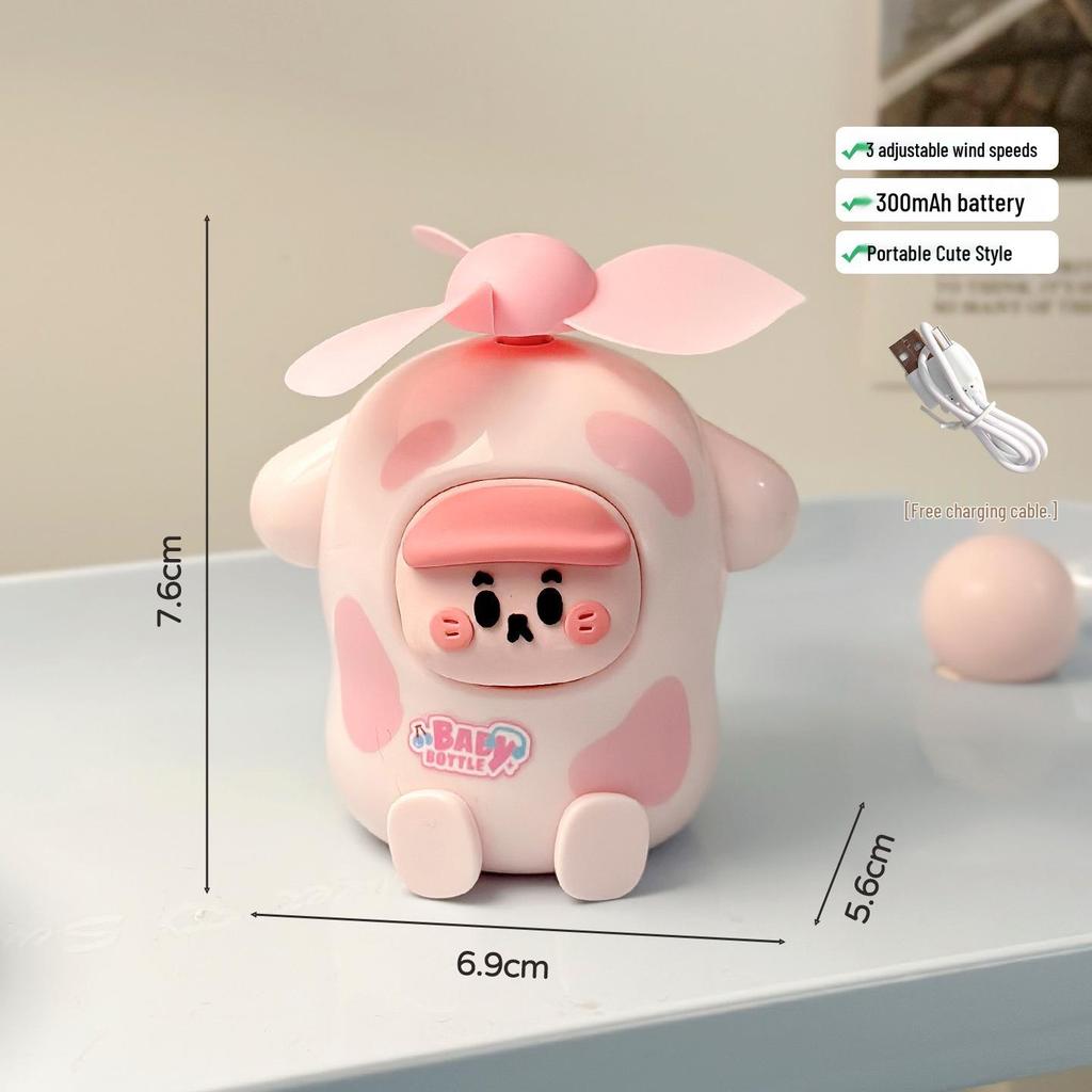 Cartoon Milk Dumpling Style Mini Rechargeable Handheld Fan for Kids - Portable Summer Cooling Outdoor Fan