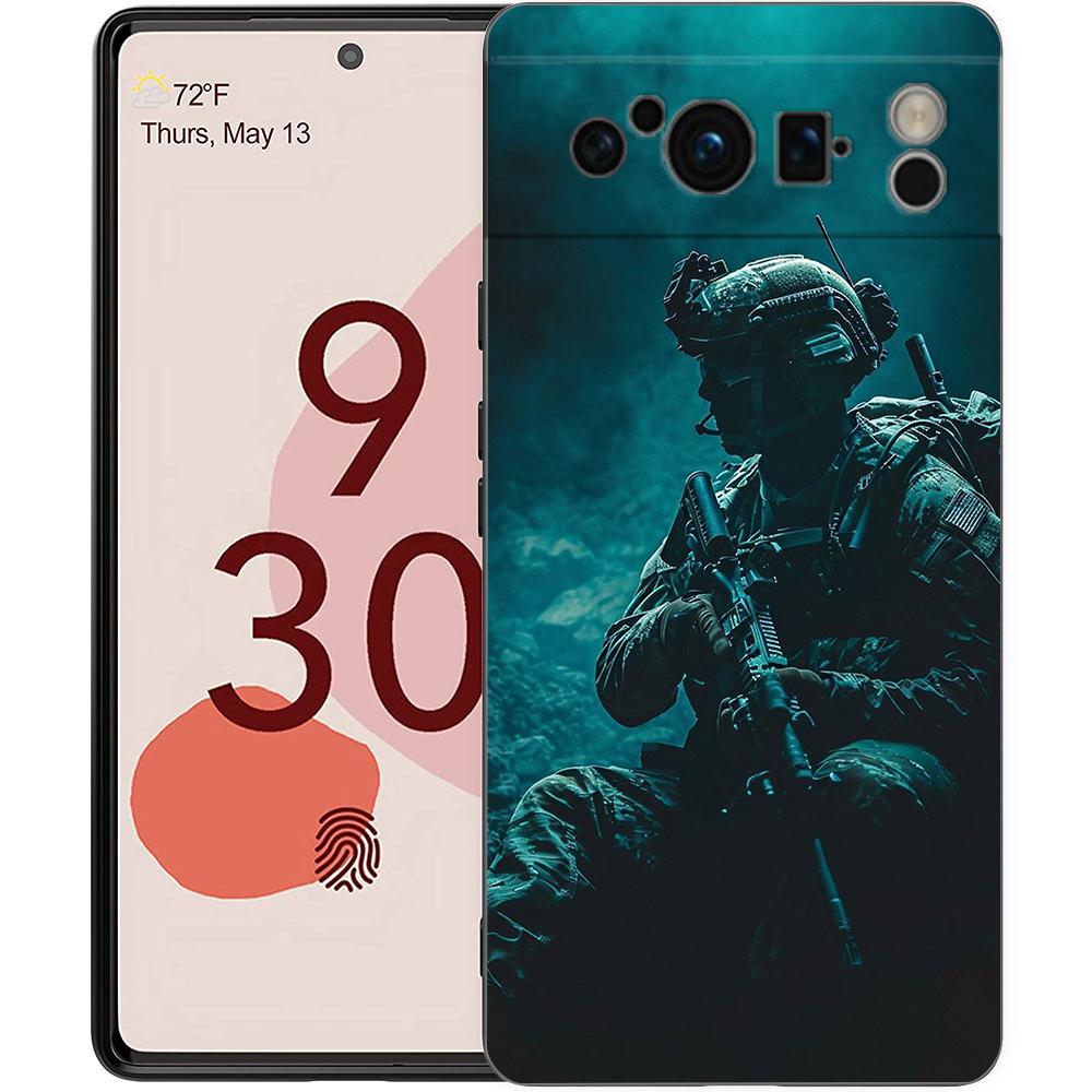 

Luxury Phone Case For Google Pixel 10 9 8 9A 8A 7 7A 6 Pro XL 6A 5G Black Soft Back TPU Cover Army Soldier Tactical Insignia Pixel 8A