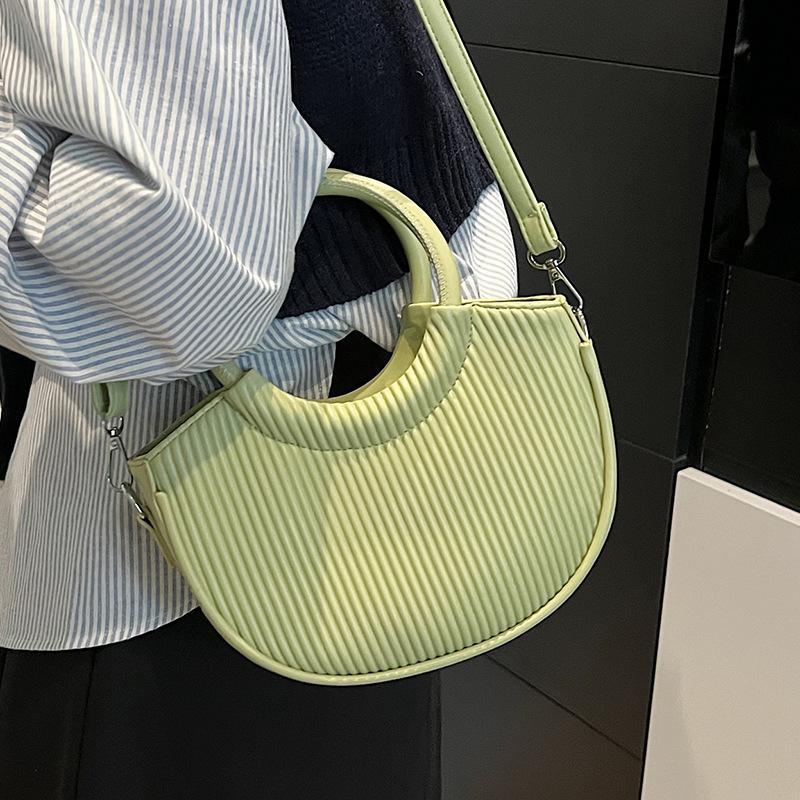 Korean Niche Simple Ins Style Portable Vegetable Basket Bag New Hot Sale Casual Solid Color Texture Messenger Bag Women
