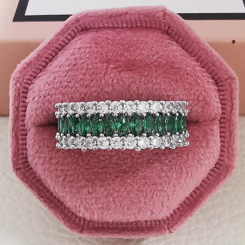 Shein Multi-Row Luxury Zircon Eternity Ring R5579 for Women