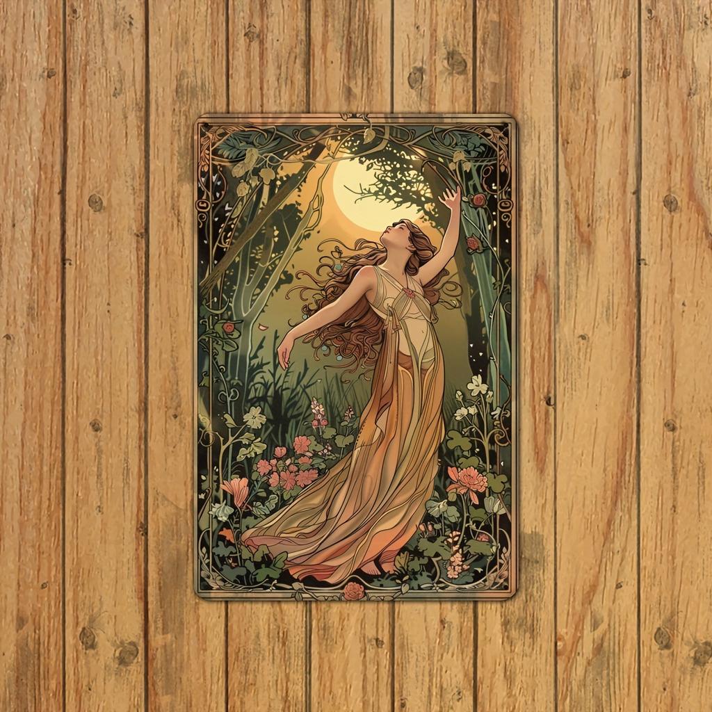 Vintage Metal Tin Sign - Garden Maiden Decor for Indoor/Outdoor, Wall Art In Bedrooms
