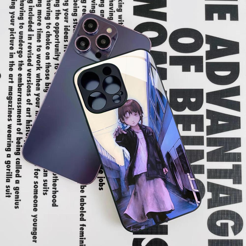 S-Serial E-Experiments L-Lain Phone Case for Iphone 17 16 15 14 12 11 13 Pro Max Mini X Air Puls Black Glass Cover