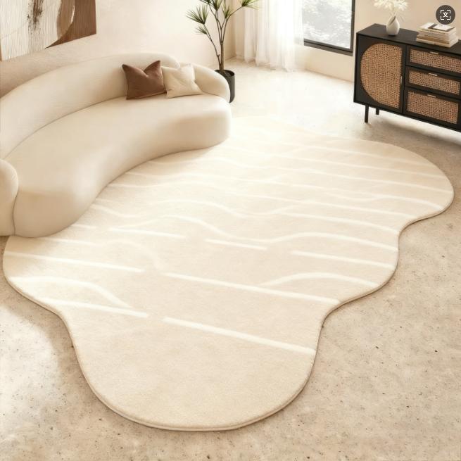 

Irregular Shape Bedroom Decor Line Carpet Home Thick Plush Rug Cream Style Carpets for Living Room Fluffy Soft Lounge Floor Mat 80x120cm