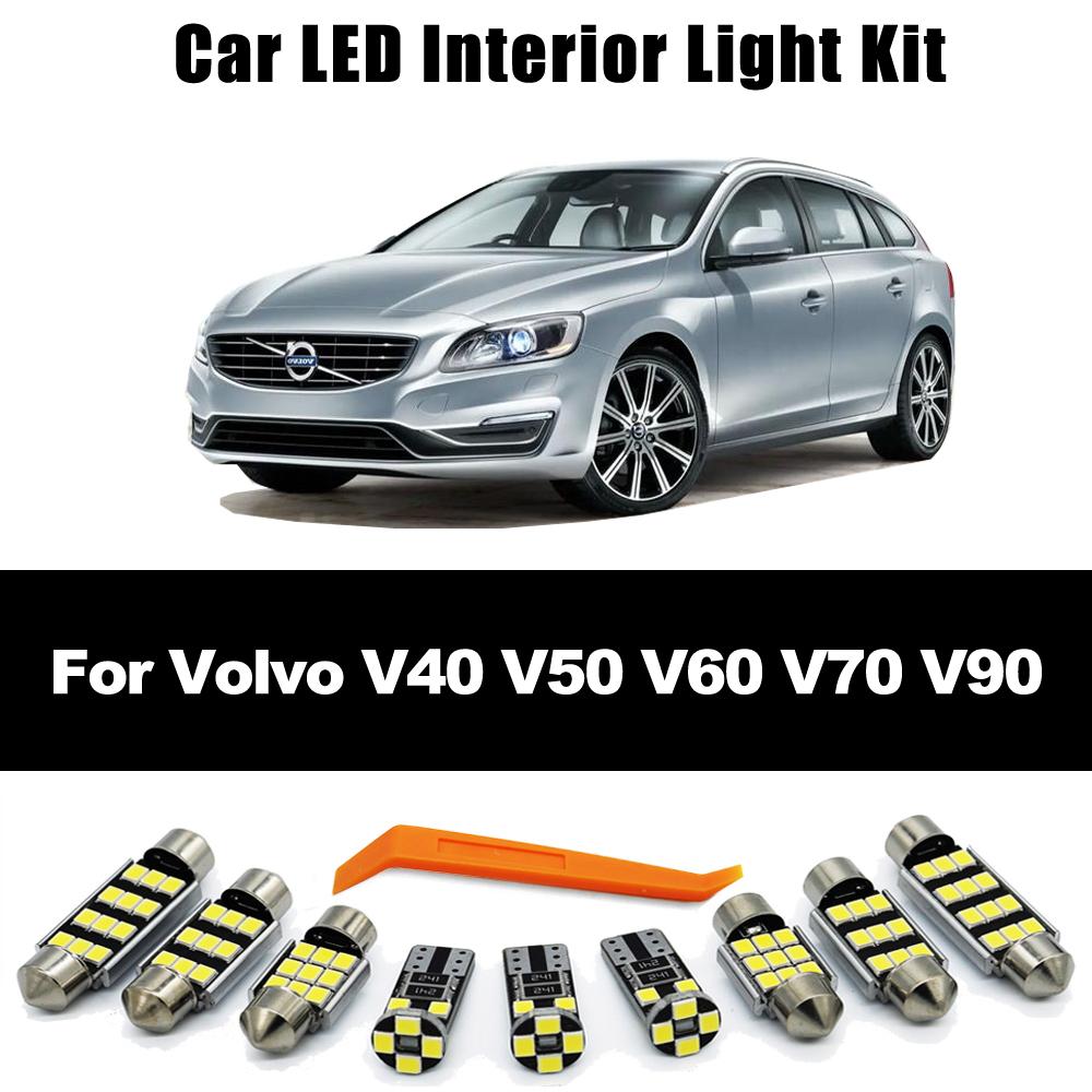 sbcam7 Car Indoor Bulb Accessories For Volvo V40 V50 V60 V70 V90 1995-2016 Reading Trunk Lamp LED Interior Dome Map Light Kit Canbus