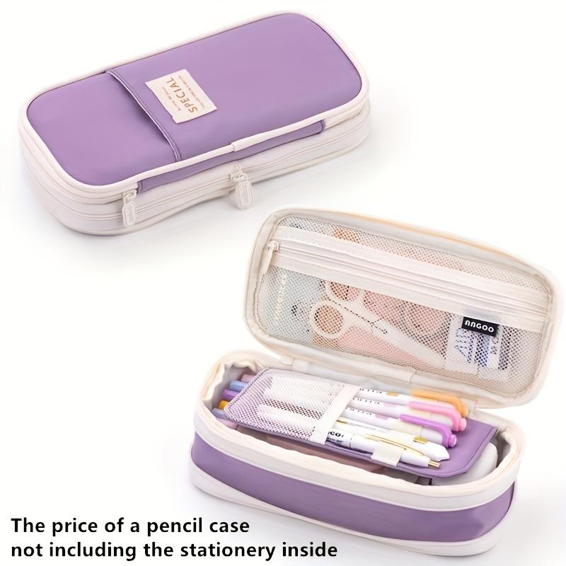 Large Macaron Solid Color Pencil Case with Zipper Spacious Storage Organizer for School, Office, and Travel, Ideal for Boys and Girls