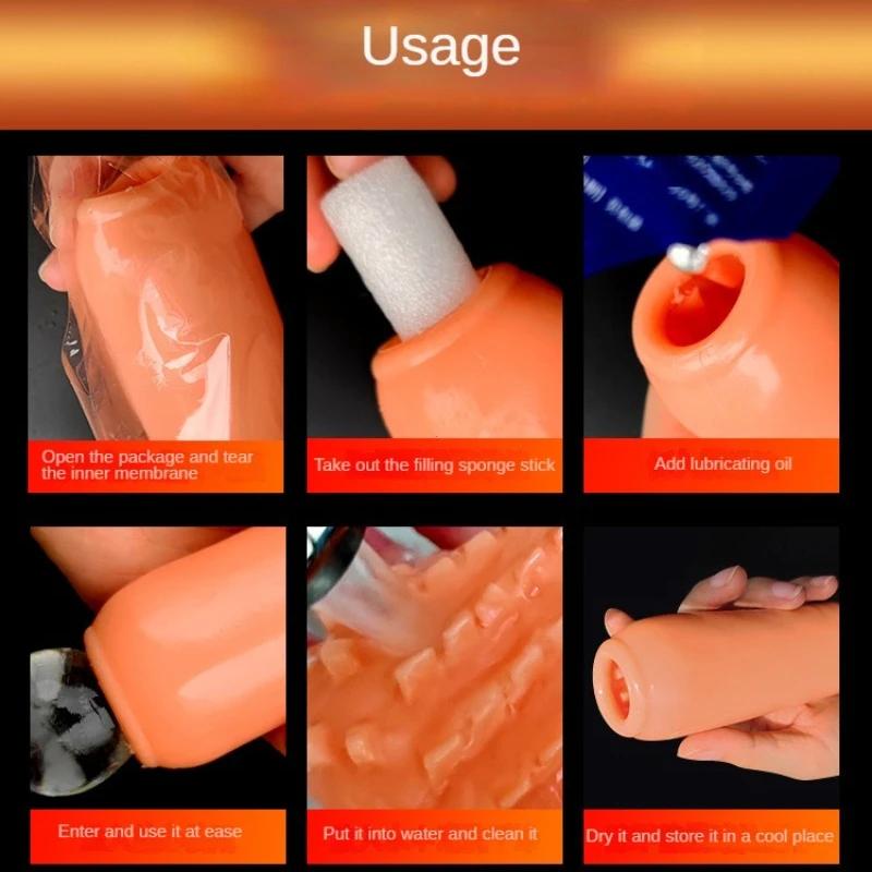 Male Masturbator Cup Manual Silicone Portable Sucking Airplane Cup Soft Vagina Blowjob Pocket Pussy Masturbation Sex Toy For Men