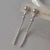 French Style Light Luxury Personalized Vintage Long Pearl Tassel Dangle Earrings For Women Fashion Sweet Geometry Jewelry Gifts