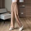 Women's High Waist Wide Leg Pants Loose Fit Straight Sweatpants Drawstring Pocket Spring American Casual Banana Trousers