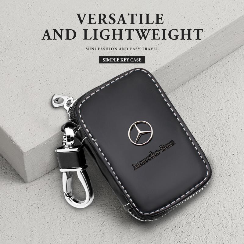 Leather Car Key Fob Case Cover Keychain Zipper Bag Protection Shell For Mercedes Benz W204 W205 W212 W213 W221 W177 W246 GLC GLA PA9