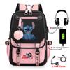 Σακίδιο Stitch για Φοιτητές Χαριτωμένη Τσάντα Laptop με Κινούμενα Σχέδια και Θύρα USB Μοντέρνο Στυλ