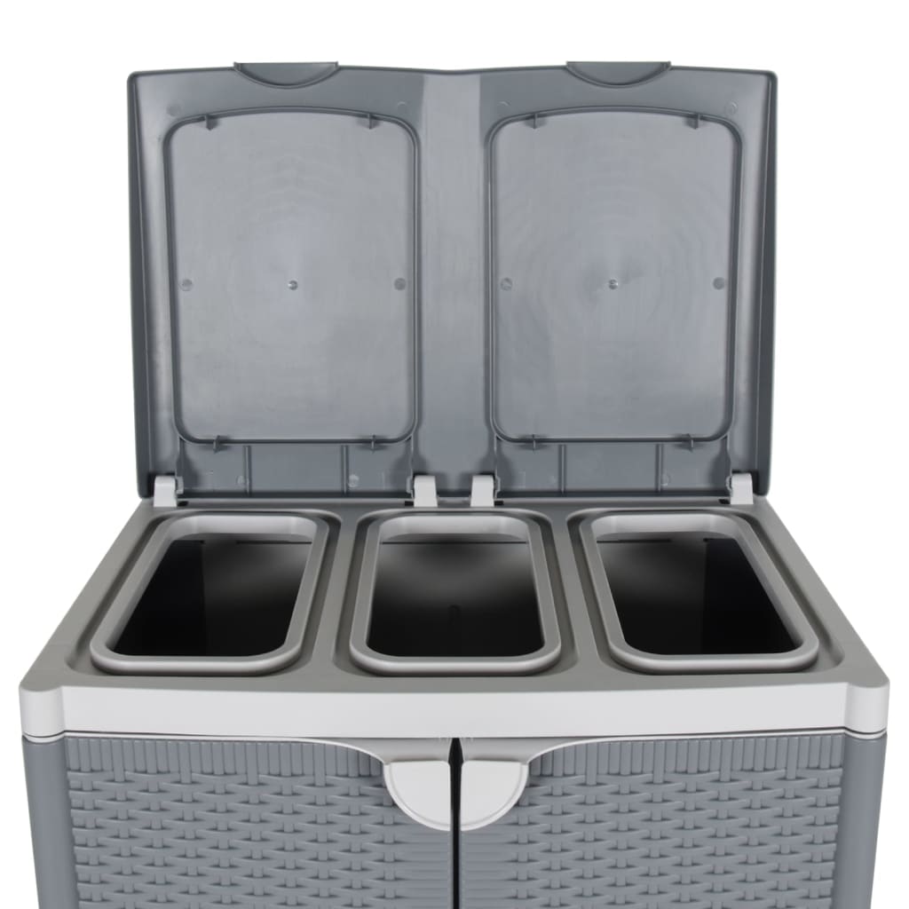 Trash Can with 2 Flaps Gray 65x45x88 cm PP