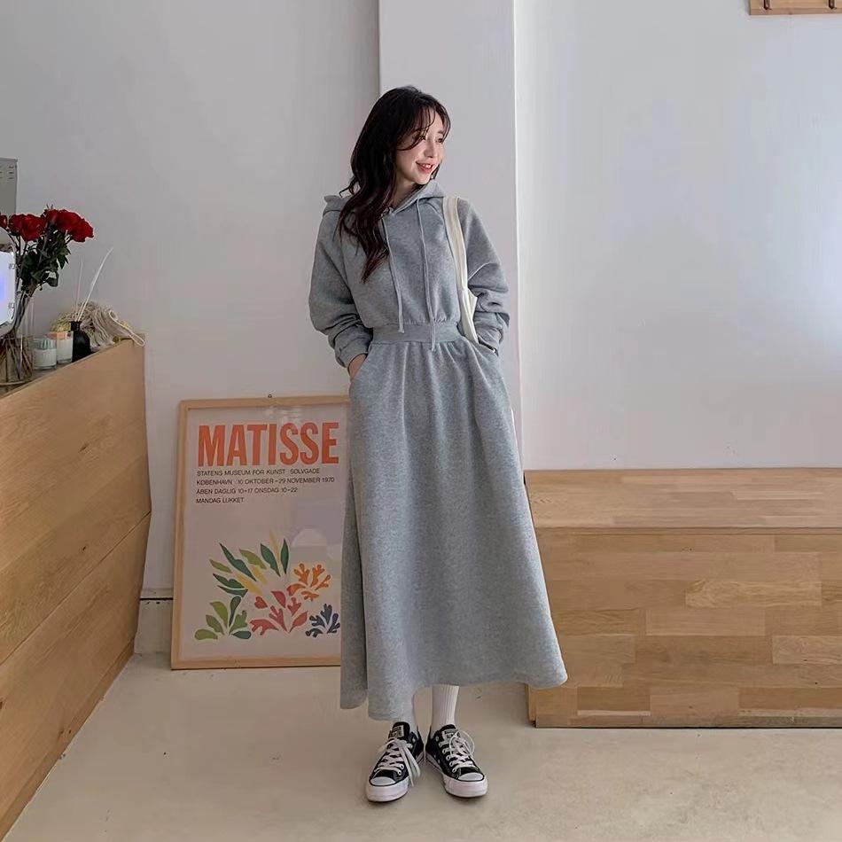 Abito a Maglia con Cappuccio Taglie Forti - Donna Lungo, Aderente, Sopra il Ginocchio, Vita Alta per Abbigliamento Casual Primavera e Autunno
