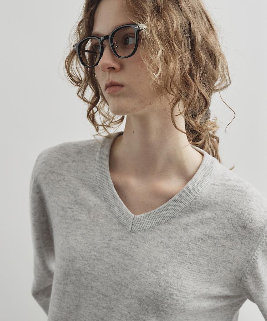 MONGDOL Wool Cashmere V-Neck Knit Light Grey Mdkt088Lgray