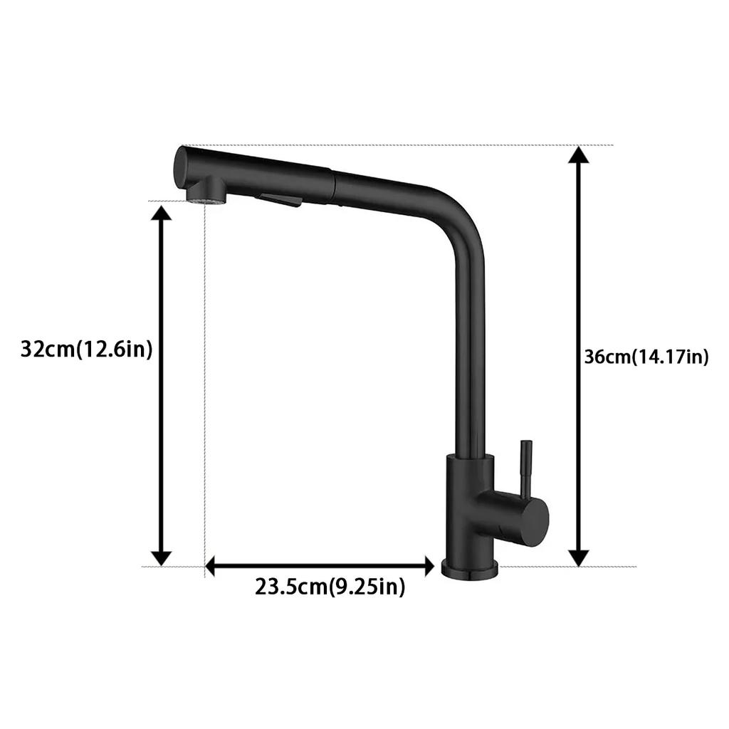 Black Pull Out Kitchen Sink Faucet Flexible 2 Modes Stream & Sprayer Nozzle Faucets Stainless Steel Hot Cold Wate Mixer Tap Deck