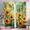 2pcs,2D Plane Printing Popular Curtain Panels Sunflower Symphony Versatile Polyester Fabric (without Rod) All Seasons for
