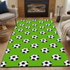 Soccer Ball Pattern on Green Patterned carpet, non slip mat suitable for living room and bedroom sofas