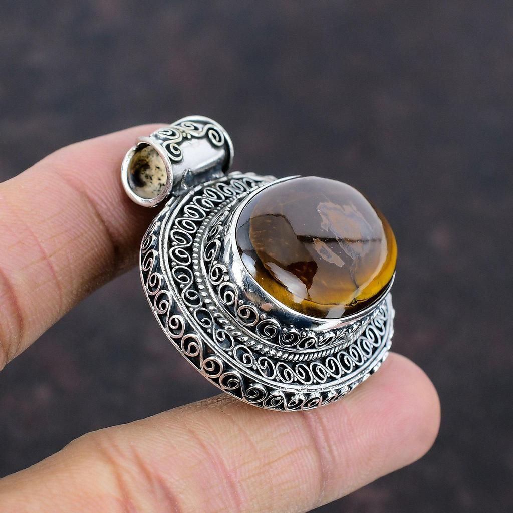 Marra Mamba Tigerauge-Anhänger, natürlicher Edelstein-Anhänger, 925er Sterlingsilber-Anhänger, handgefertigter antiker Schmuck, Jahrestagsgeschenk, Vintage-Anhänger