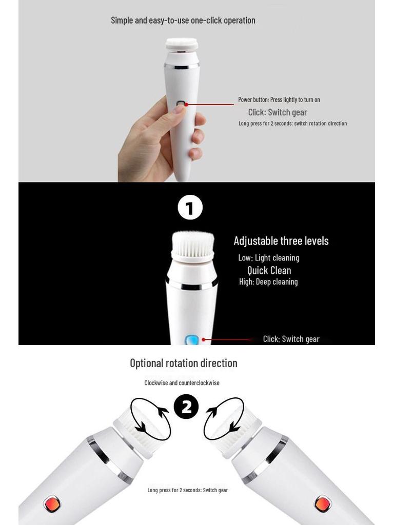 4-in-1 Electric Waterproof Facial Cleansing Brush for Blackhead and Makeup Removal