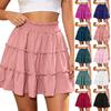 Women's High Waist Skirt with Built-in Shorts Color Ruffle Hem Casual Summer Skirt