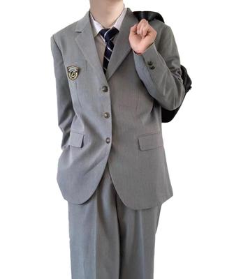 [AOTYP] School Shirt, Boys' Long Sleeve, School Blazer, Plain, Outerwear, School Entrance Ceremony, Graduation Ceremony, SpringAutumn, Stylish, Gray,