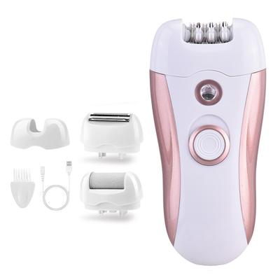 3-in-1 Elektrorasierer Damen Intimbereich Fußschleifer Körperhaartrimmer Entfernung abgestorbener Haut Rosa