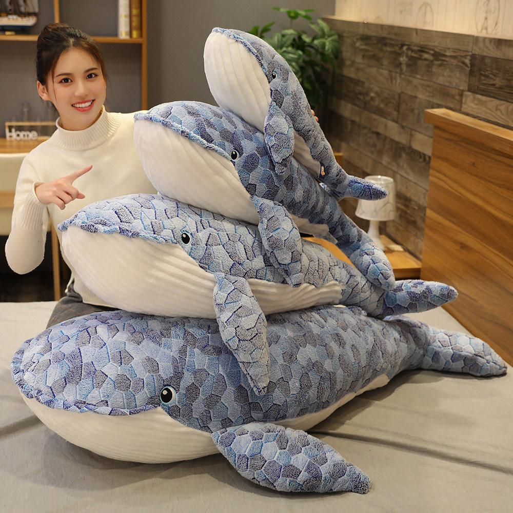Big Blue Cartoon Whale Plush Toy Cute Sleeping Pillow Girl Birthday Gift Doll
