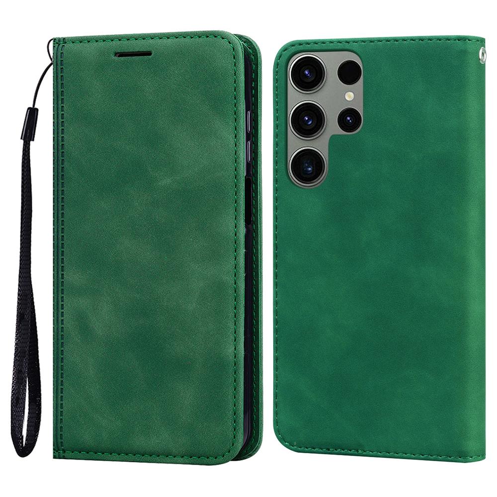 For Samsung Galaxy S25 Ultra Case Business Style Magnetic Closure Leather Phone Cover with Strap