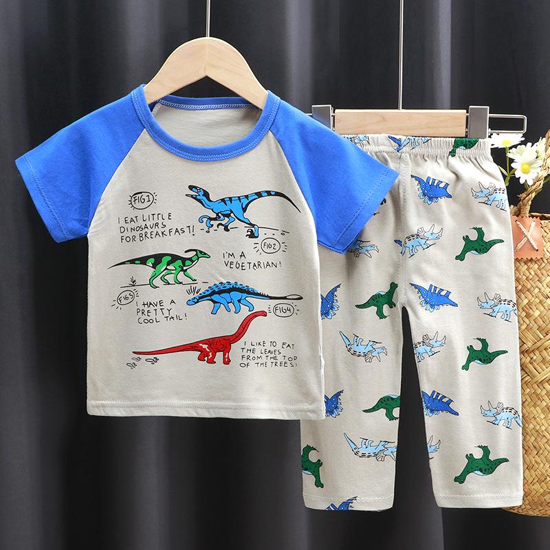 Kids' Summer Cotton Lounge Set - Short Sleeve T-shirt & Long Pants for Boys & Girls
