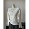 Chic European Lace Patchwork V-Neck Long Sleeve Top for Women - Autumn/Winter Basic & Sexy Style