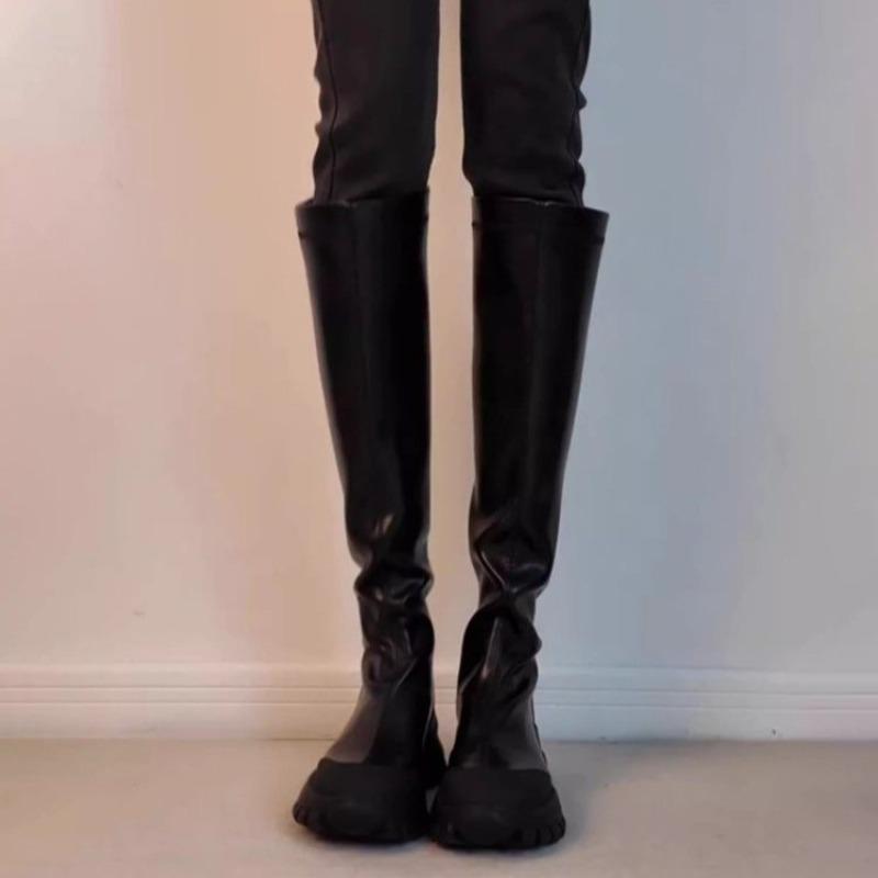 Mode Damen Stiefel mit weitem Schaft, dicke Beine, hohe Plateaustiefel, langer Schaft, Übergröße