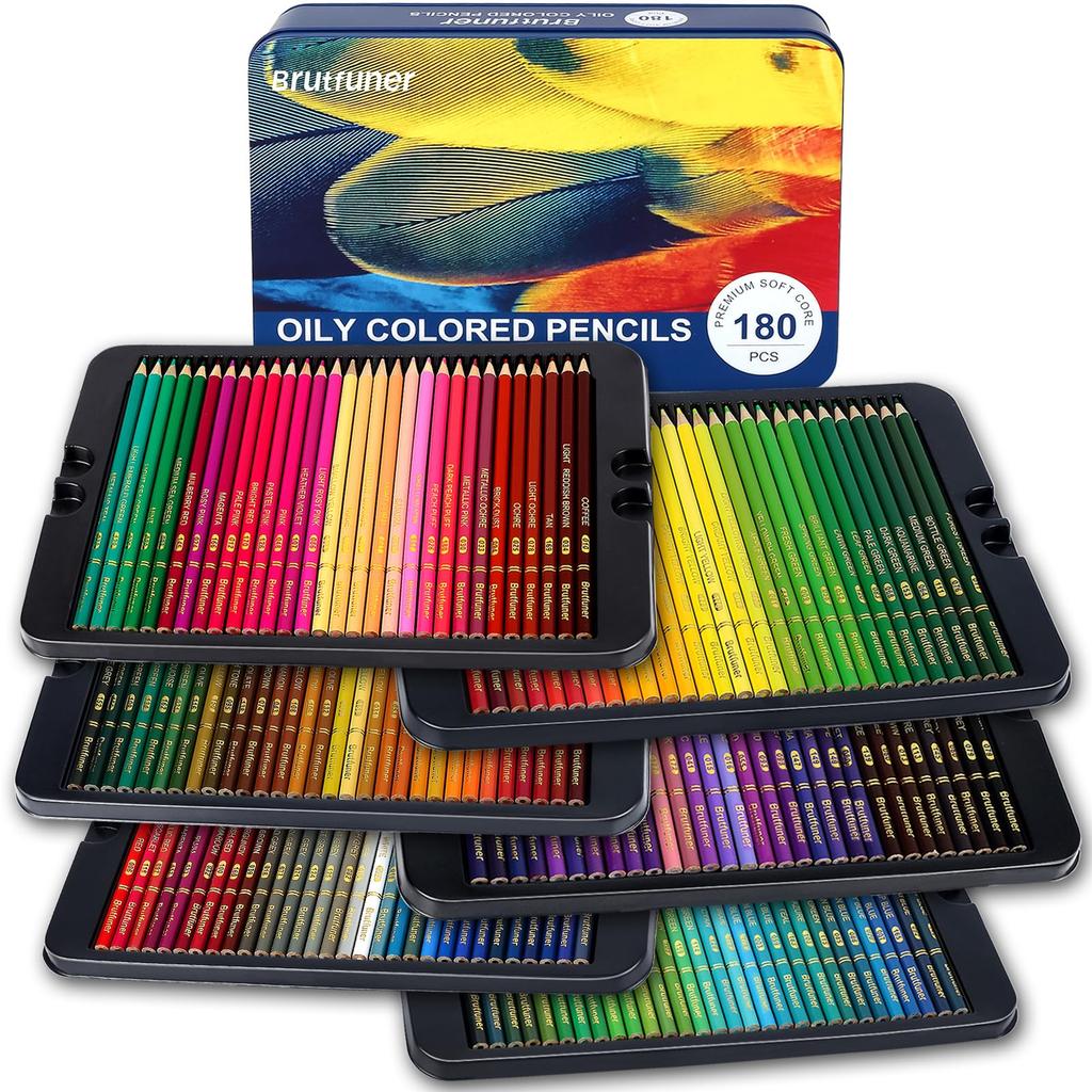 Colored Professional Colored Pencil Ideal for Coloring and for and Artists 180-Color Oil-Based Pencils, Soft-Core Set, Painting, Kids, Adults,