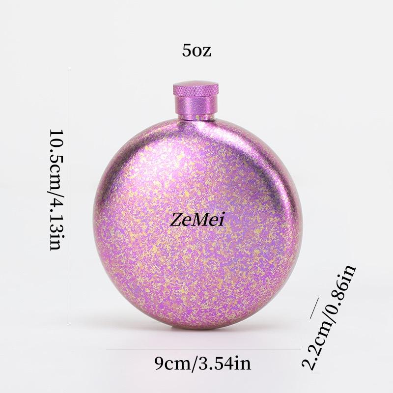 Čistě titanová placatka, Pohár na alkohol vodku pro venkovní nošení s sebou, 6oz placatka na whisky, Kreativní kruhová placatka, Dárek pro muže