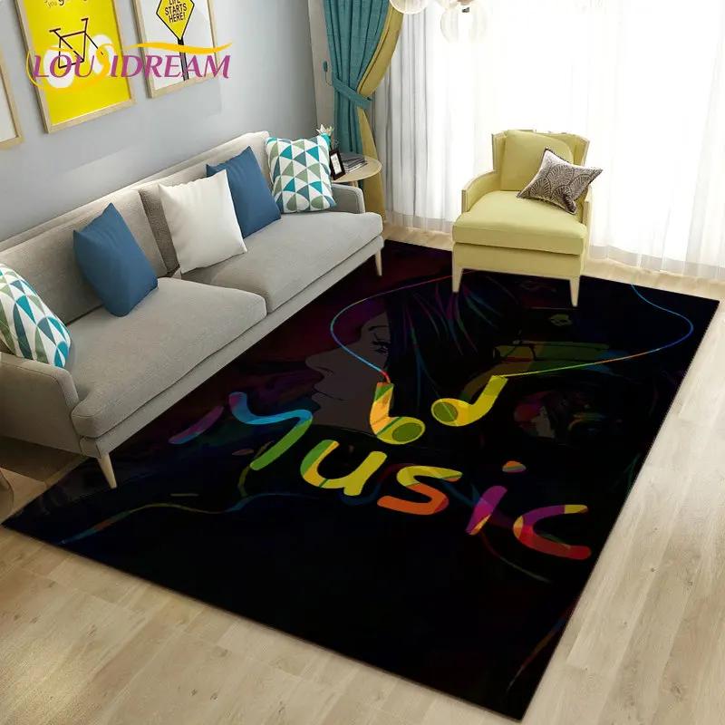 Alfombra grande con notas musicales hermosas en 3D, alfombra para sala de estar, dormitorio, sofá, decoración de cocina, alfombra antideslizante para juegos de niños