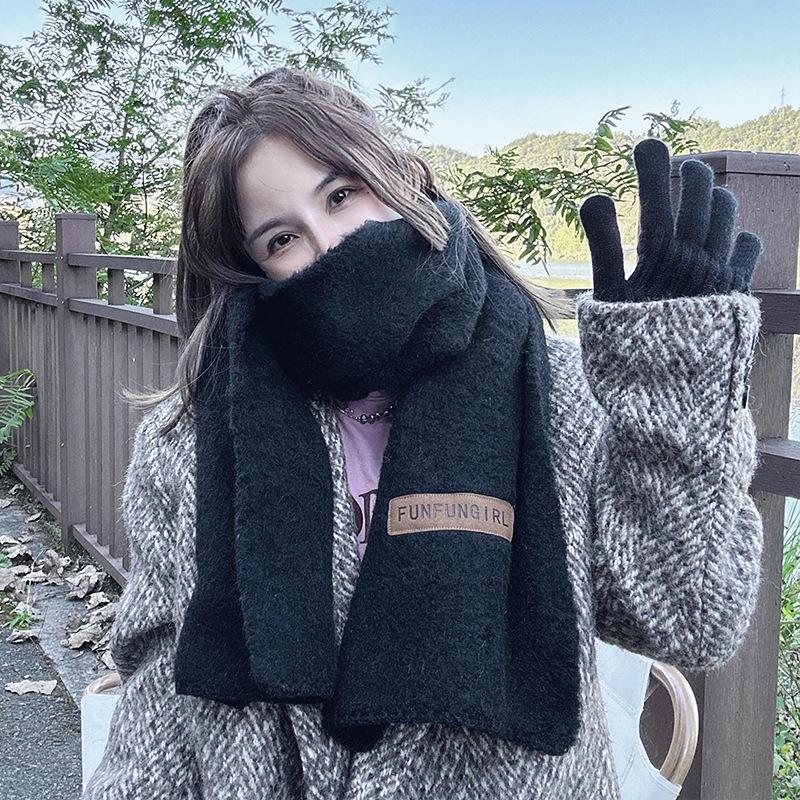 

New autumn and winter soft waxy sweet warm wool knitted scarf solid color small fresh scarf cashmere scarf фіолетовий
