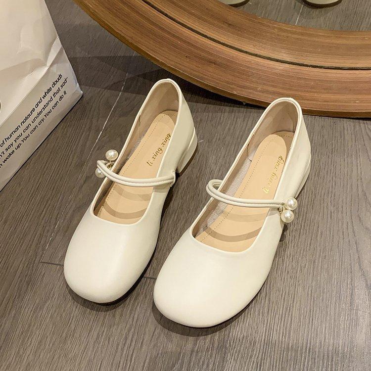 Mary Jane Shoes Women Chunky Heeled Single Shoes Square Heeled Low Heeled Shoes Gentle Soybean Shoes