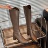 Women'S Long Boots Autumn/Winter New Knee Length Boots Woman Thick Heel High Heel Leather Knight Botas Mujer Bottes Femmes