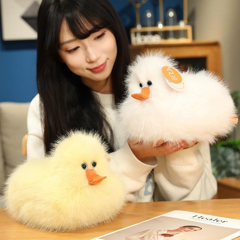 Cute simulation yellow duckling doll plush toy lying duck doll children accompany soothing doll