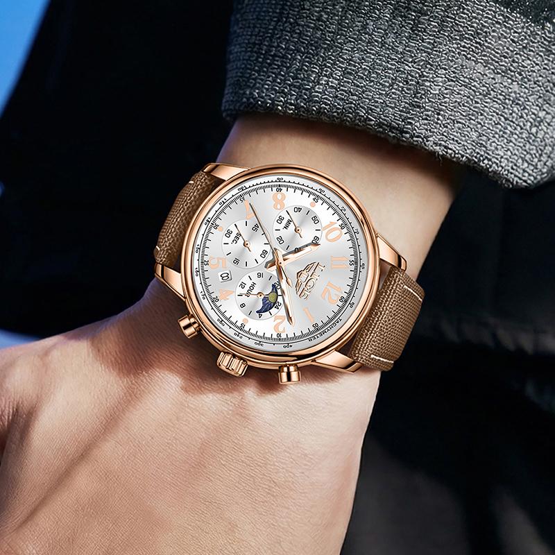 LIGE Top Luxury Mens Watch Fashion Business Watches Men Gifts 30M Waterproof Luminous Chronograph Quartz Wristwatches Reloj