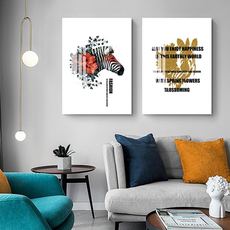 Купить Разноцветная зебра Абстрактный холст Живопись Анималист ...