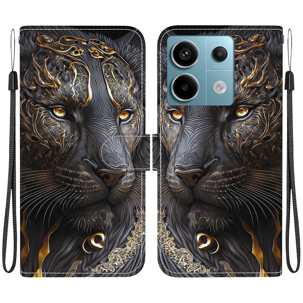 Handgefertigte PU-Leder-Klapphülle für Xiaomi Poco X6 / Redmi Note 13 Pro (5G) Rutschfeste Stoßfeste Hülle mit Handschlaufe & Herz/Rose Katze Designs