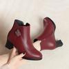 Women's Red Velvet Ankle Boots - 2023 Autumn/Winter Wedding & Banquet Style for Mothers