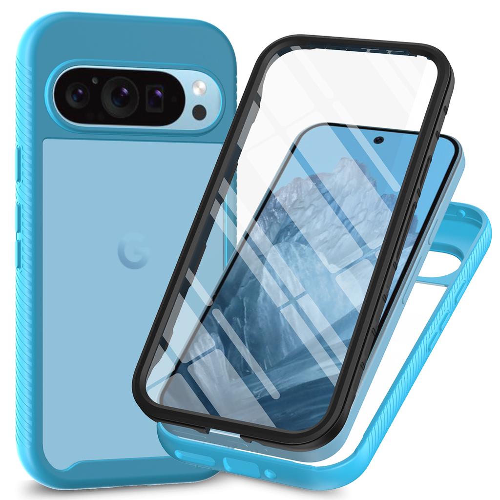 Etui na Google Pixel 9/Pixel 9 Pro PC+TPU Przezroczyste Etui na Telefon z Folią PET na Ekran Wszechstronna Ochrona