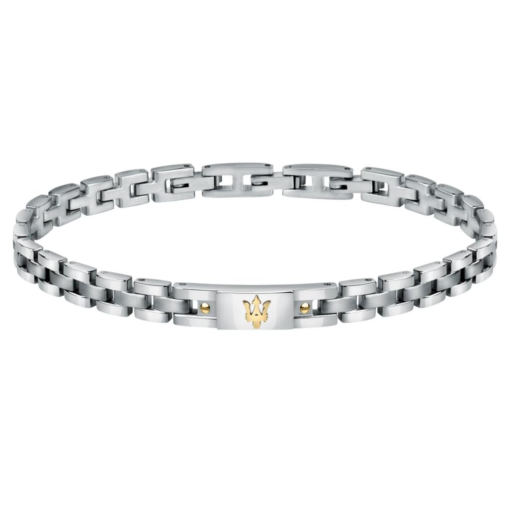 [Maserati] Christmas Jewels 22 cm Maserati Jewelry 22 mm Men's Stainless Steel Bracelet, Gold Logo JM420ATH05 (Adjustable)