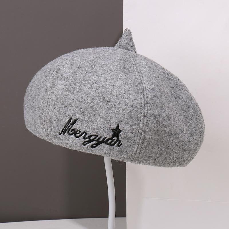 Autumn and Winter Fashion Plush Beret Children Show Their Faces Small Painter Hat Versatile Big Head Circumference Newsboy Hat